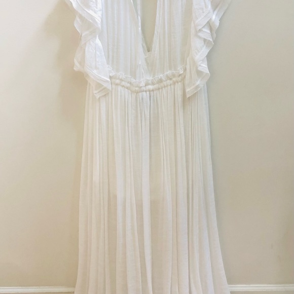 Flowy White Short Sleeve Maxi Dress NWT - Picture 6 of 8